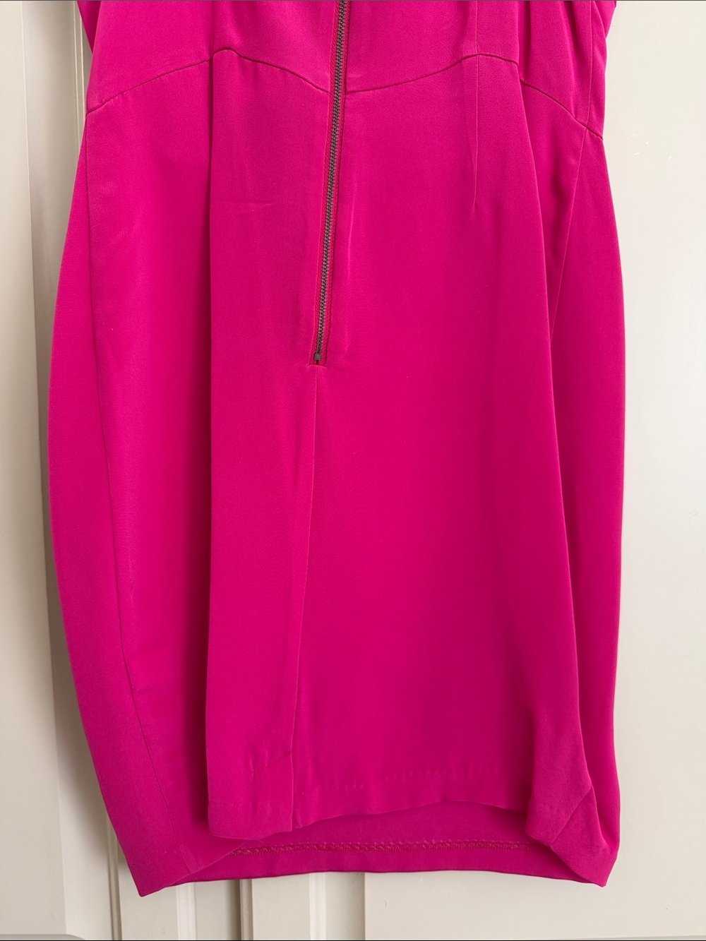 Madison Marcus Small Fuchsia Sheath Dress with Pink Tweed Panel & Striped Straps - Picture 9 of 9